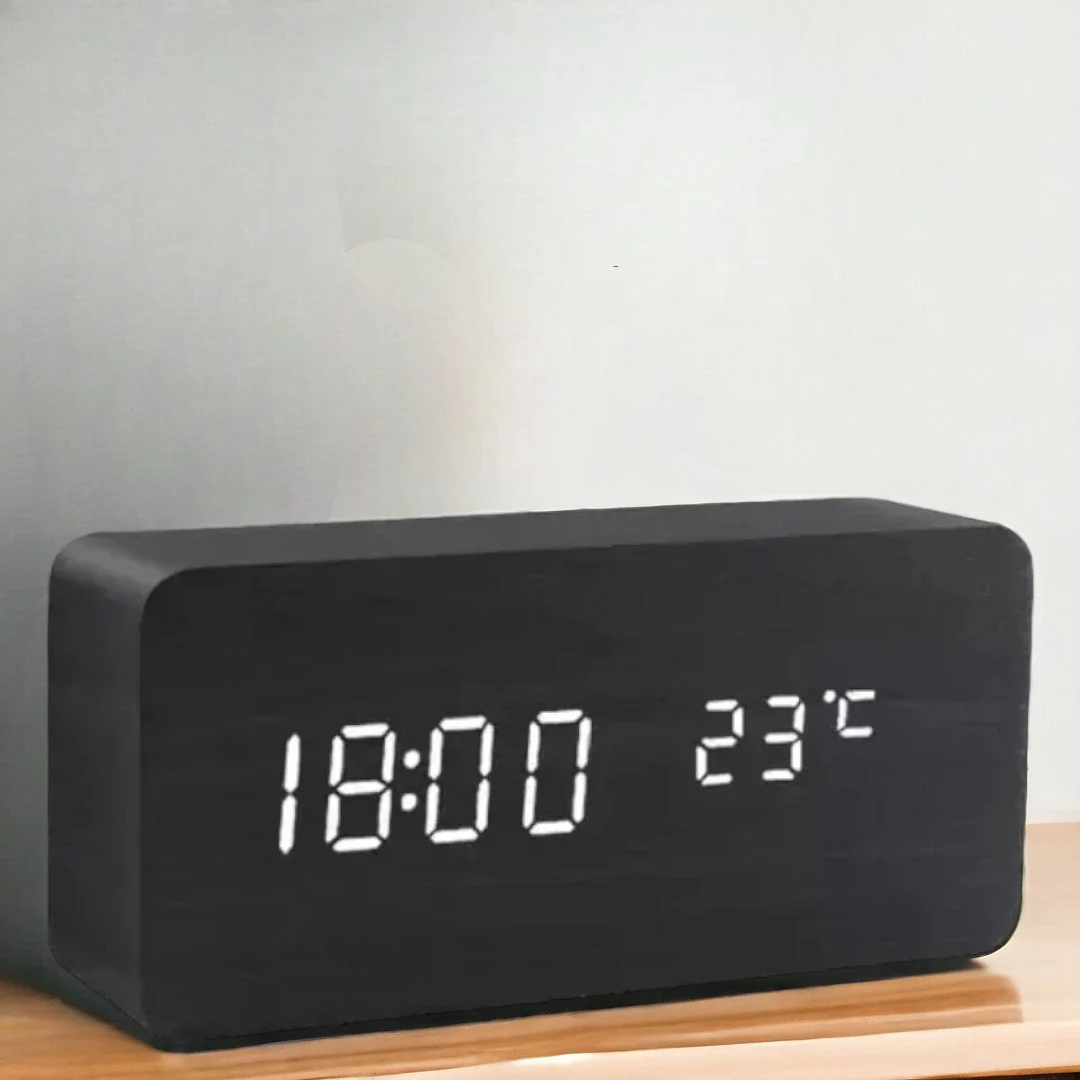 Convenient LED Digital Alarm Clock with Temp Humidity Long-Lasting