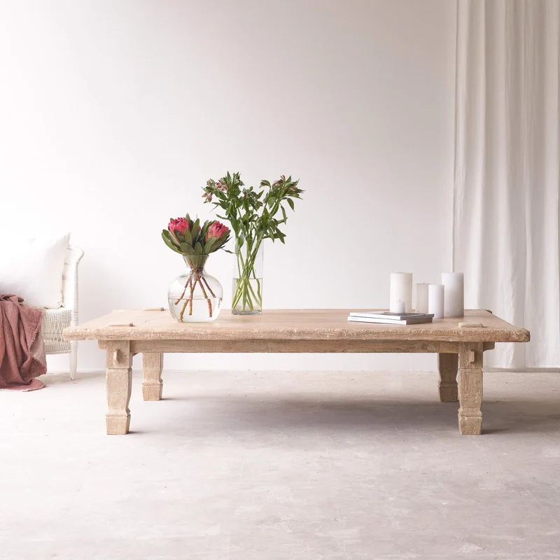 Eco-Friendly Weaving Coffee Table – Whitewash Approx. 185cm Luxury