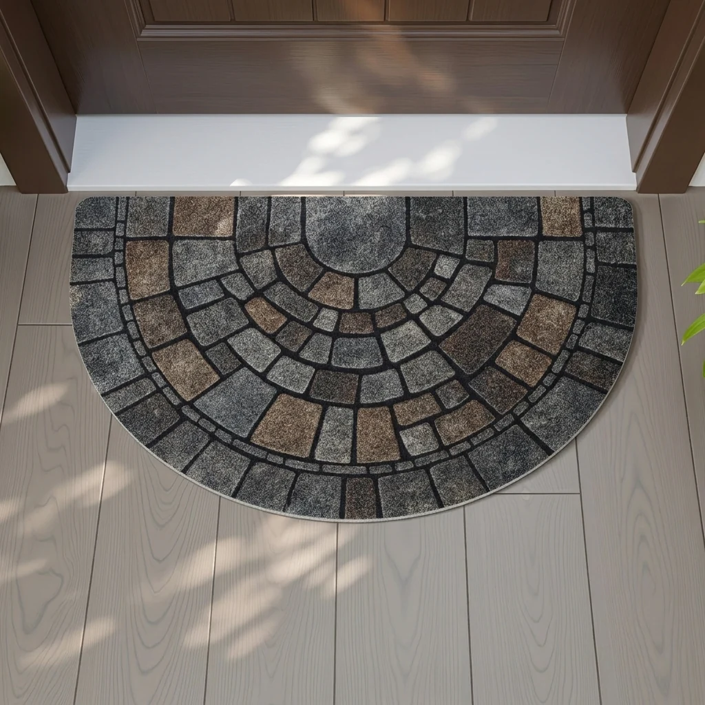 Exceptional Semi-Circular Door Mat Soft Velvet Absorbent Non-Slip Minimalist