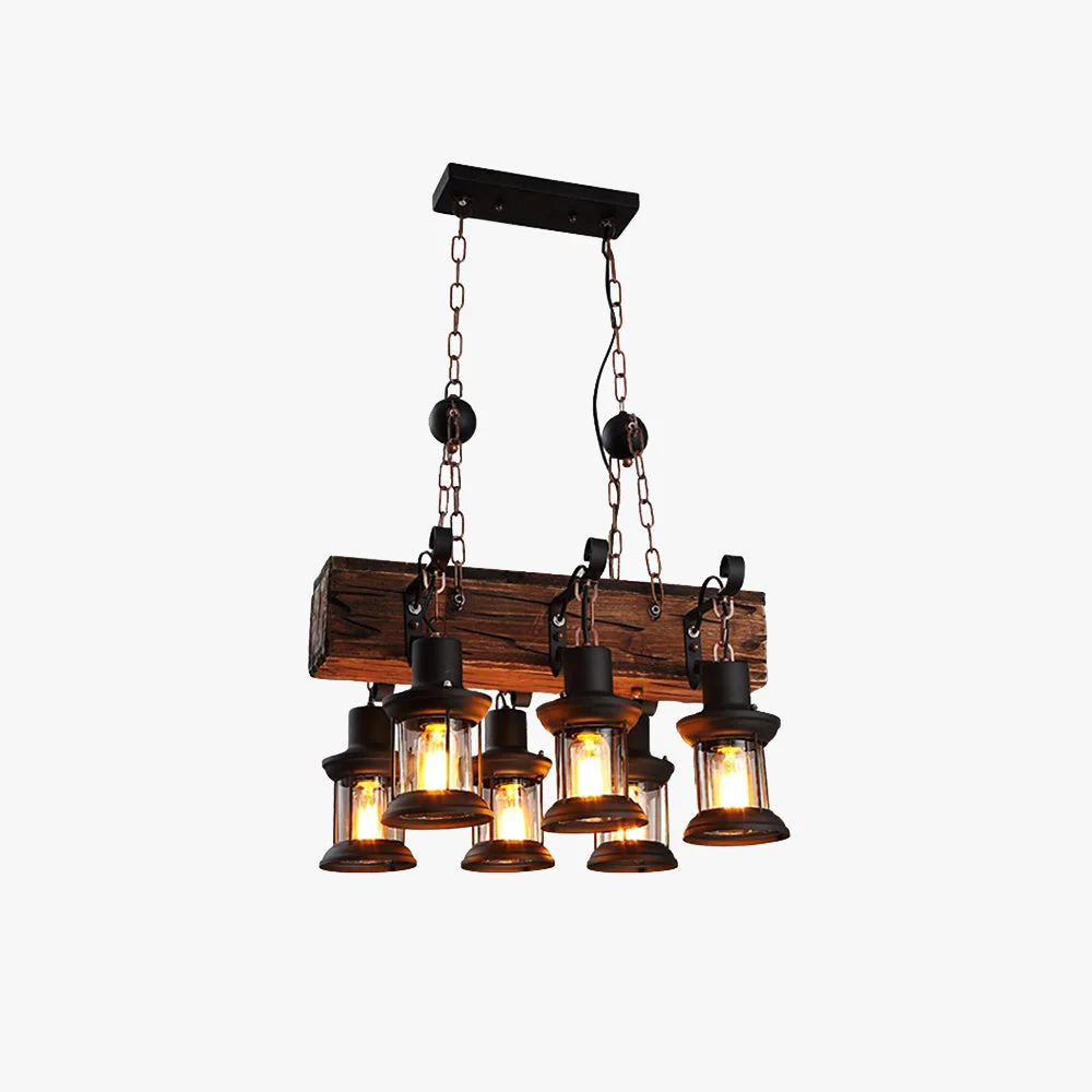 Functional Austin Pendelleuchte Metall Holz 6-flammig Effective