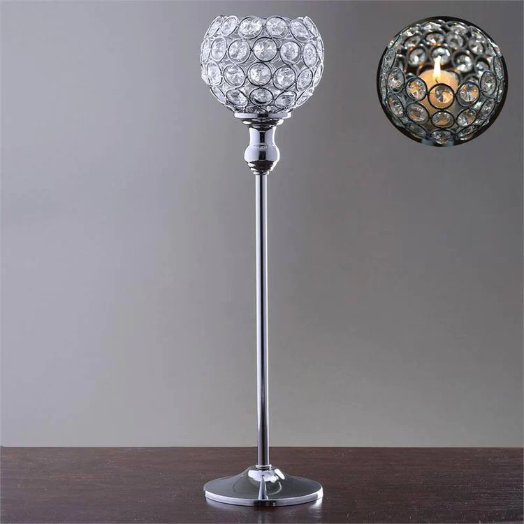Elite Gold Crystal Votive Pillar Candle Holder Metal Tealight Round Candle Stand 16 Tall Recyclable