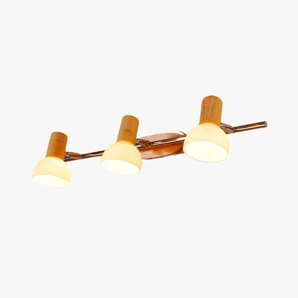 Exceptional Ozawa Gewölbte Spiegelfront Waschtisch-Wandleuchte aus Holz 3-flammig Innovative