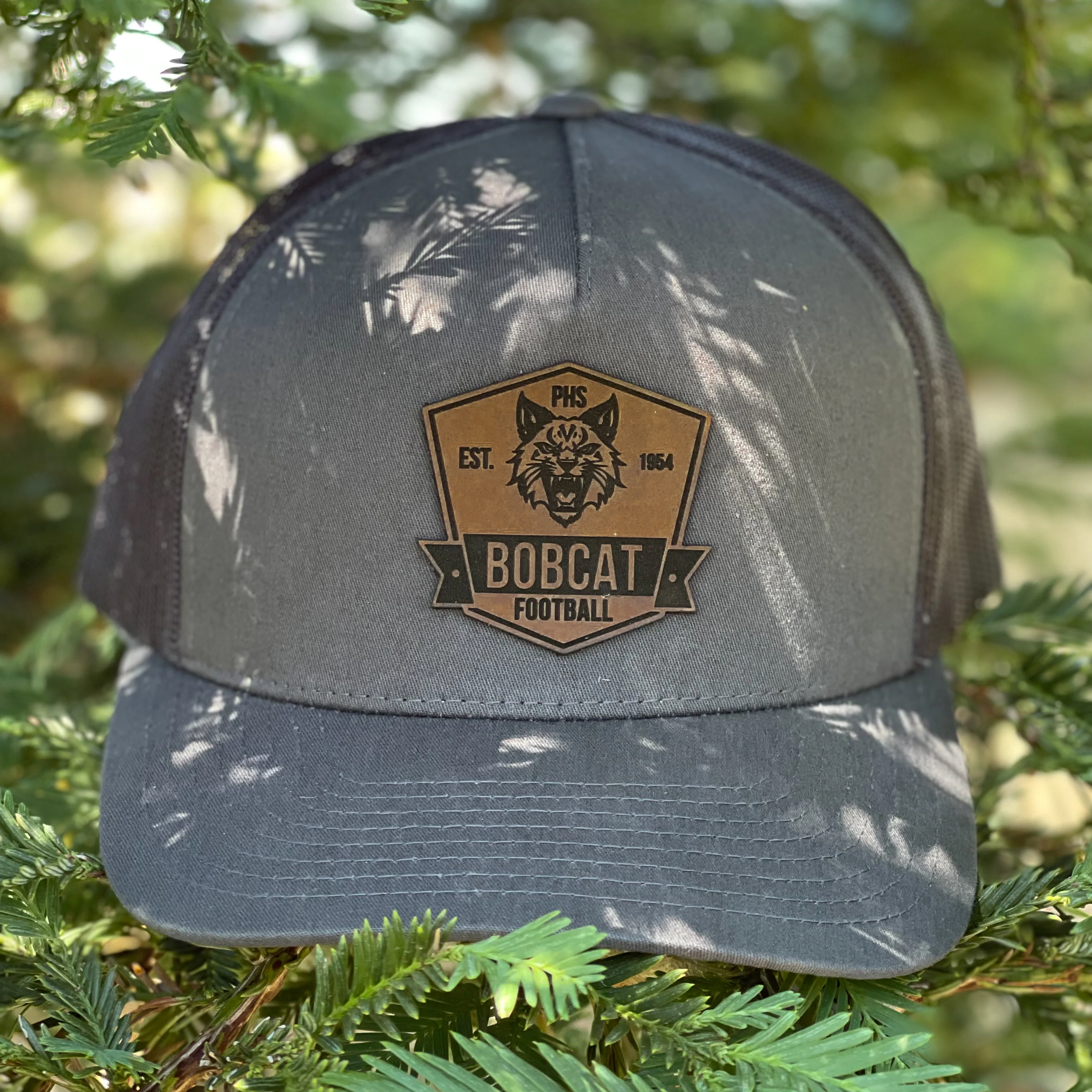 Casual PHS Bobcat Football Leather Patch Hat Prestigious