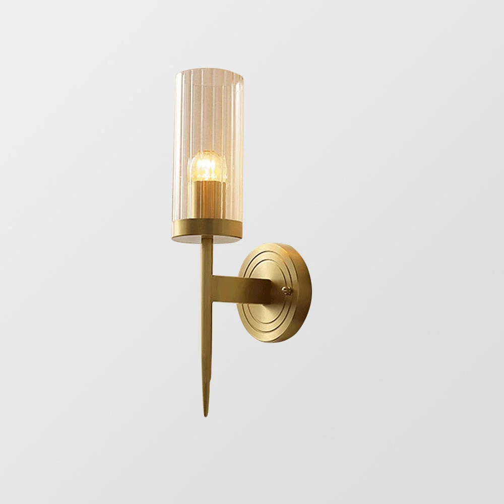 Eco-Friendly Modern Brass Sconce Ribbed Long Glass Wall Lights For Living Room Genuine