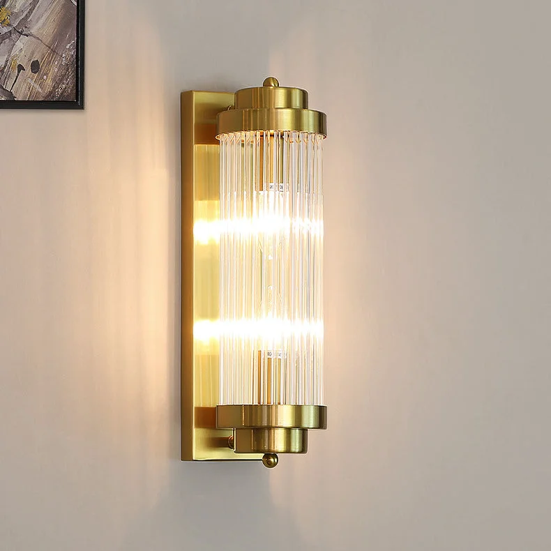 Fine Crafted Crystal Pillar Metal Wall Lamp Excellent