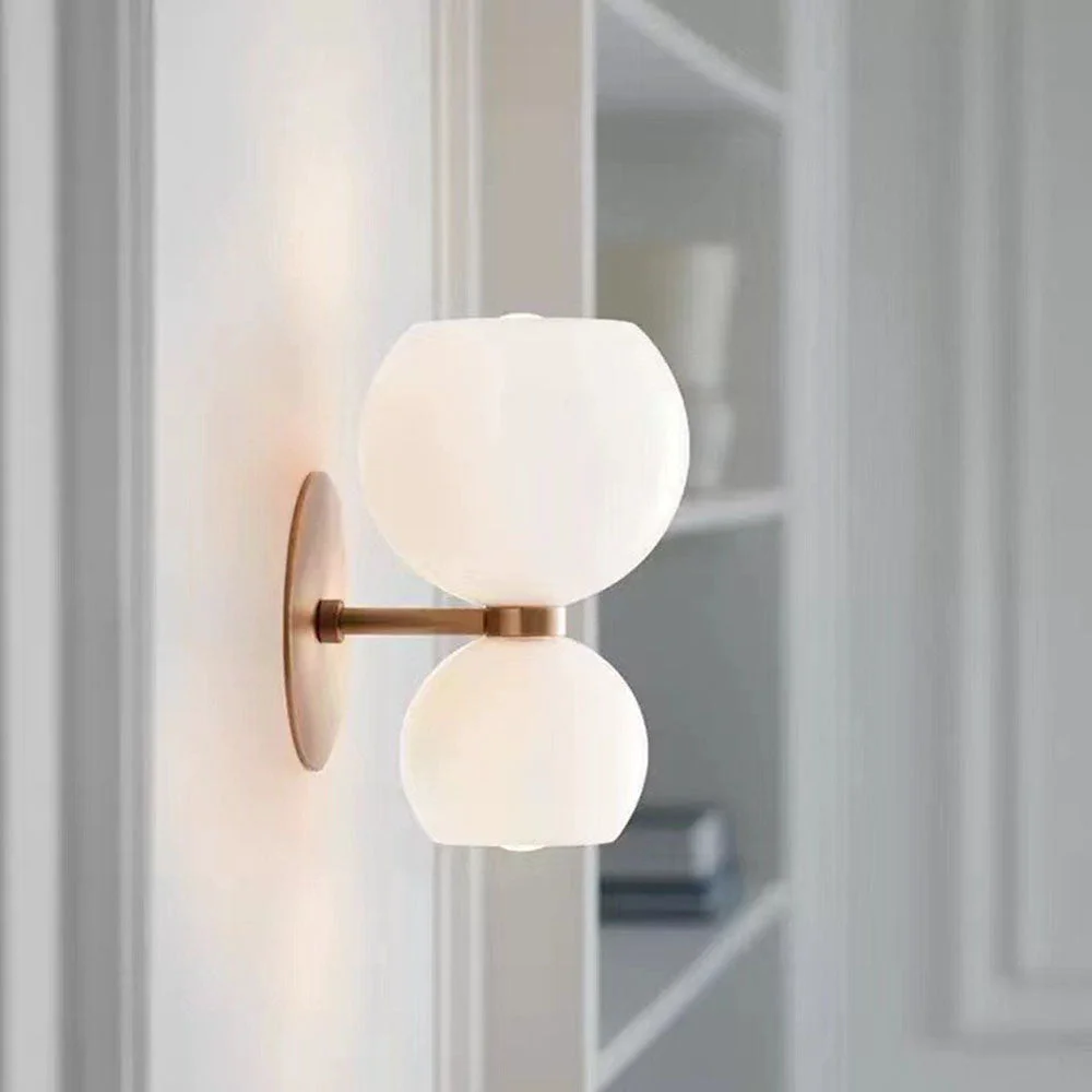 Solid Creative Modern 2 Heads Glass Wall Lamp Contemporary