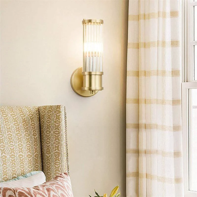 Premium Modern Brass Gold Crystal Wall Sconce Pure