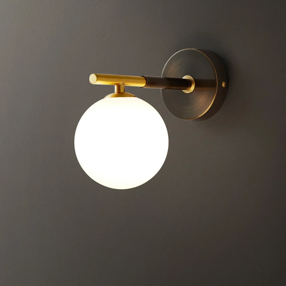 Healthy Luxury Copper Ball 1-Light Wall Sconce Smooth