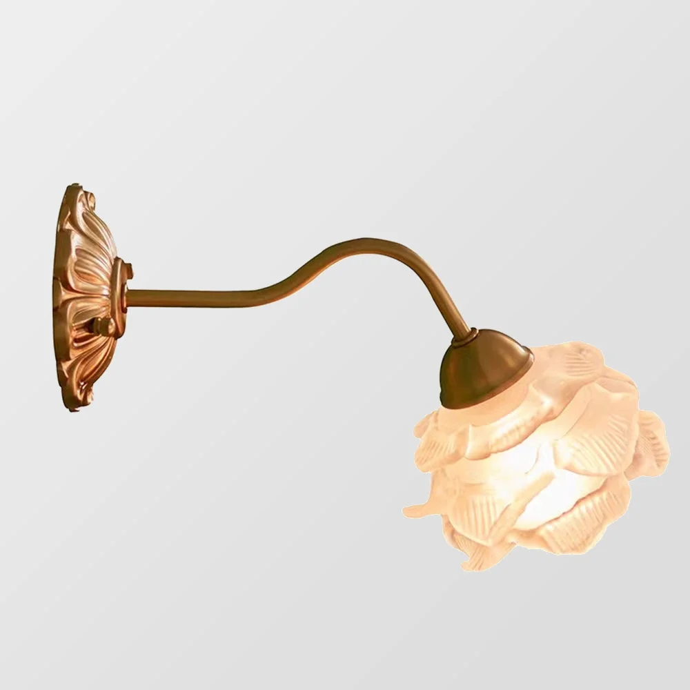 Superior Retro Flower Petal Glass Wall Lamp Copper Wall Light Comfortable