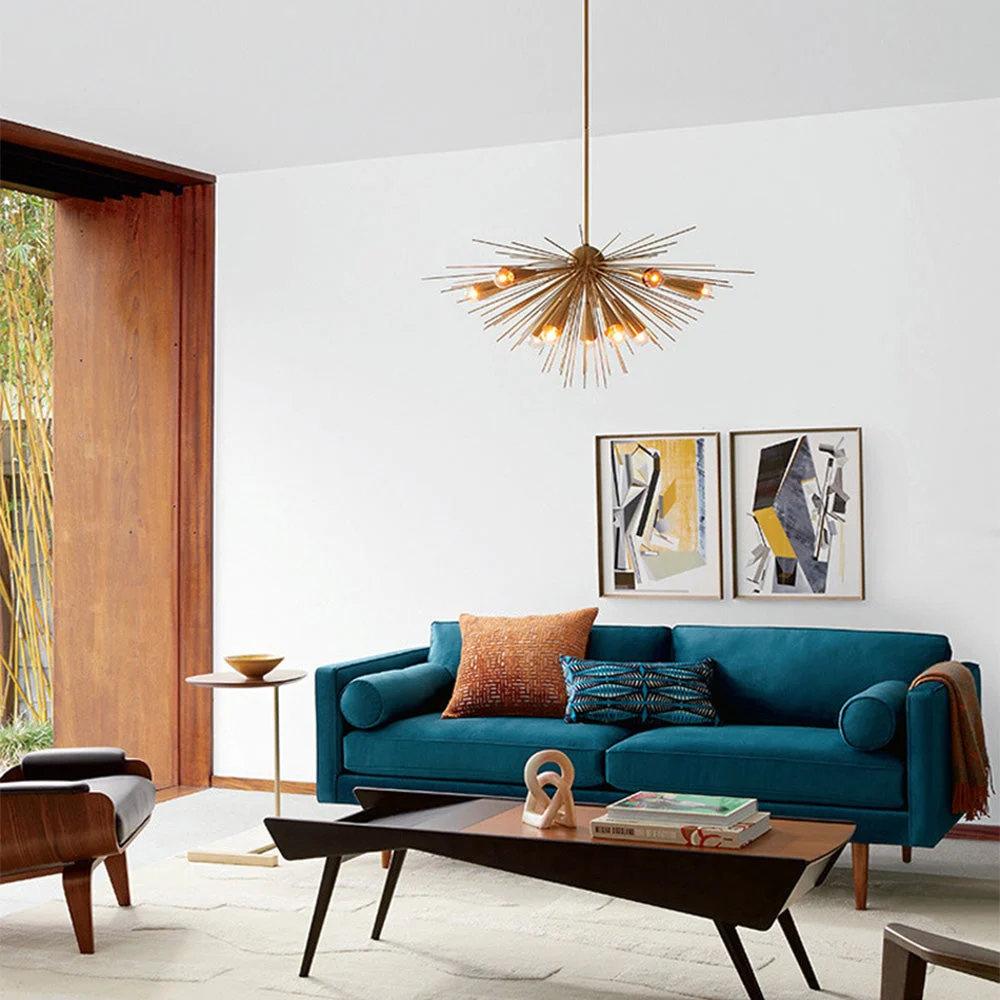 Innovative Mid-Century Modernist Brass Chandelier For Living Room Reliable