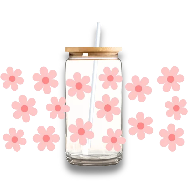 Fashionable Pink Daisy Glass Tumbler Reusable