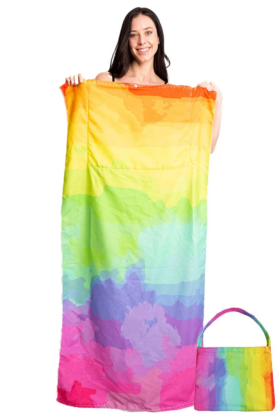 Recyclable Rainbow Print Beach Towel Bag Responsible