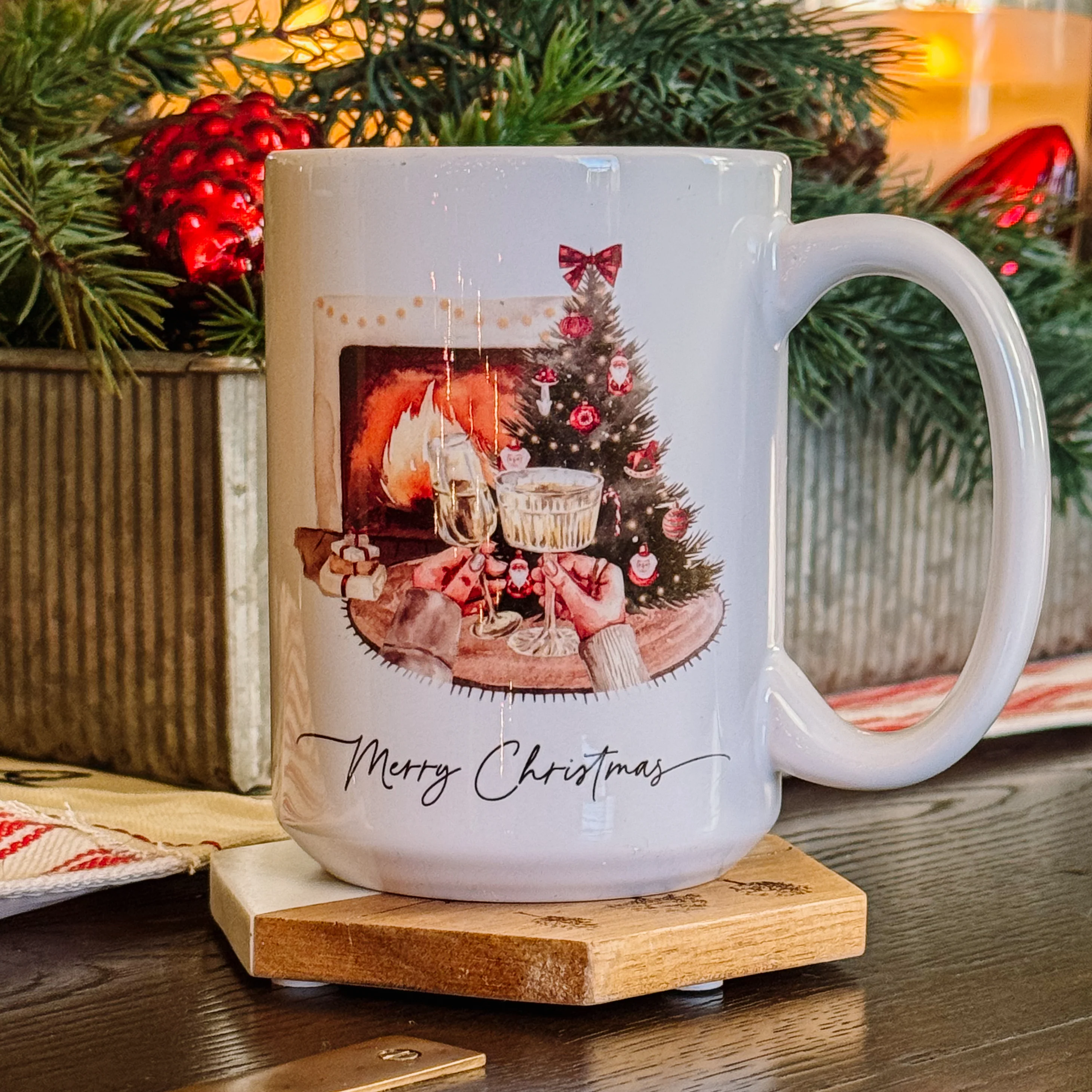 High-Quality Holiday Mug Collection Cheers Merry Christmas 15 oz Environmentally Friendly