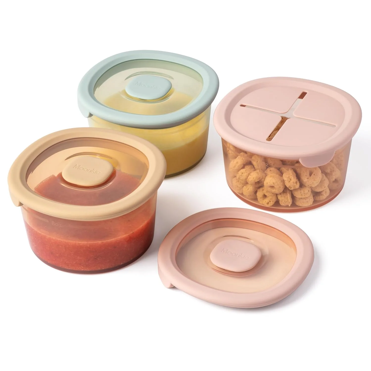 Efficient Moonkie Silicone Snack Containers for Kids 8 oz Baby Food Storage Containers with Airtight Lids and A Snack Lid Baby Food Jars BPA zer amp Dishwasher Safe 3 Pack Authentic