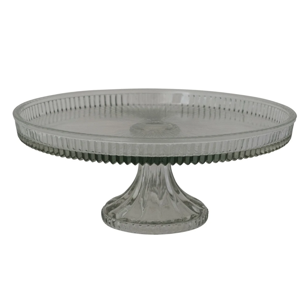 User-Friendly Pressed Glass Cake Pedestal with Lip Traditional