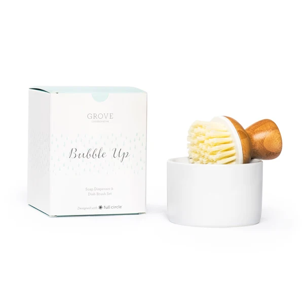Convenient Grove Co. Bubble Up Dish Soap Dispenser Brush Set – Effortless Ergonomic Cleaning Crafted