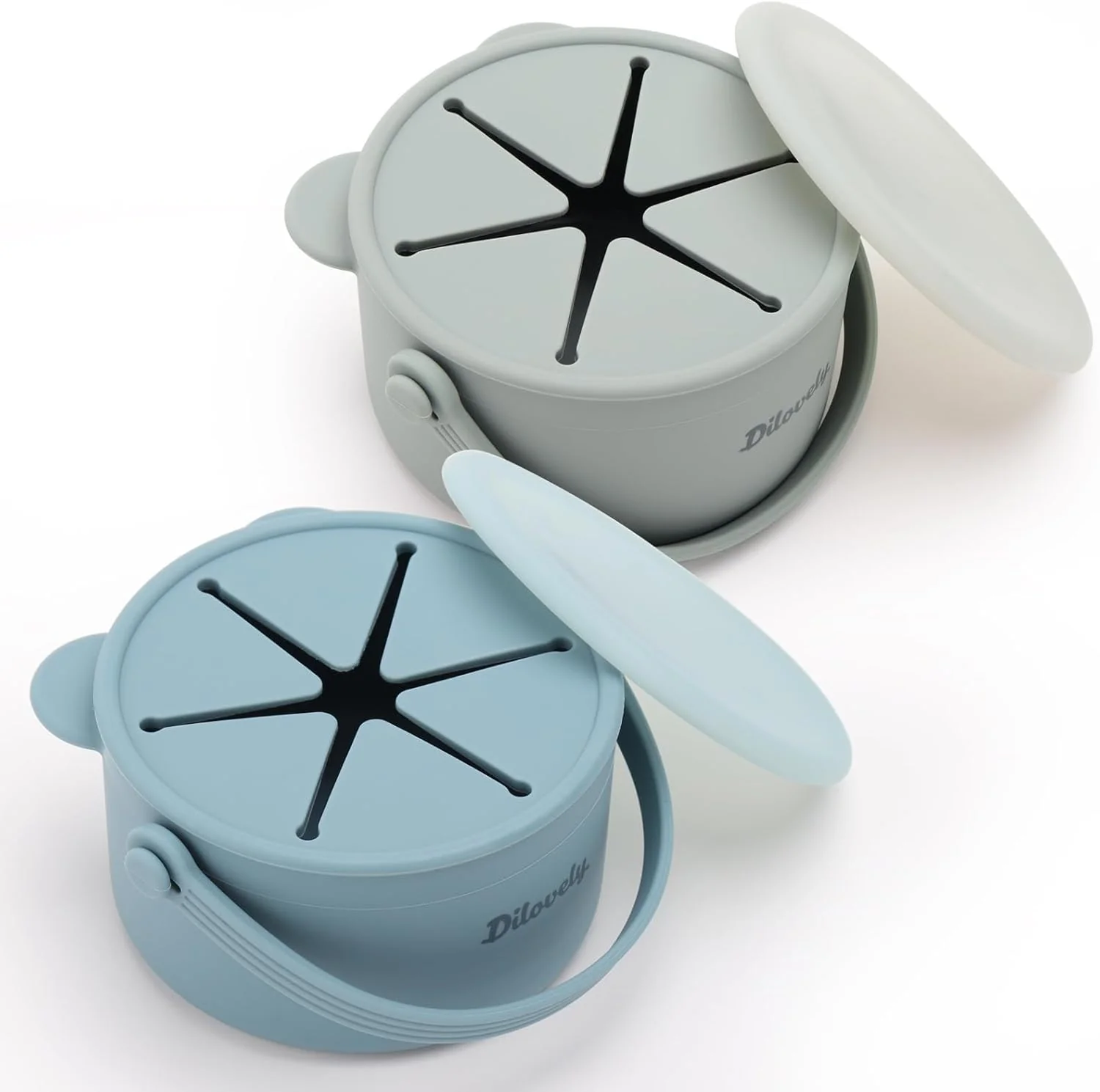 Functional Silicone Snack Cups for Toddlers Toddler Snack Containers Baby Treat Catcher with DustProof Lid 2 Pack Dishwasher Safe BPA 9 Oz Reusable