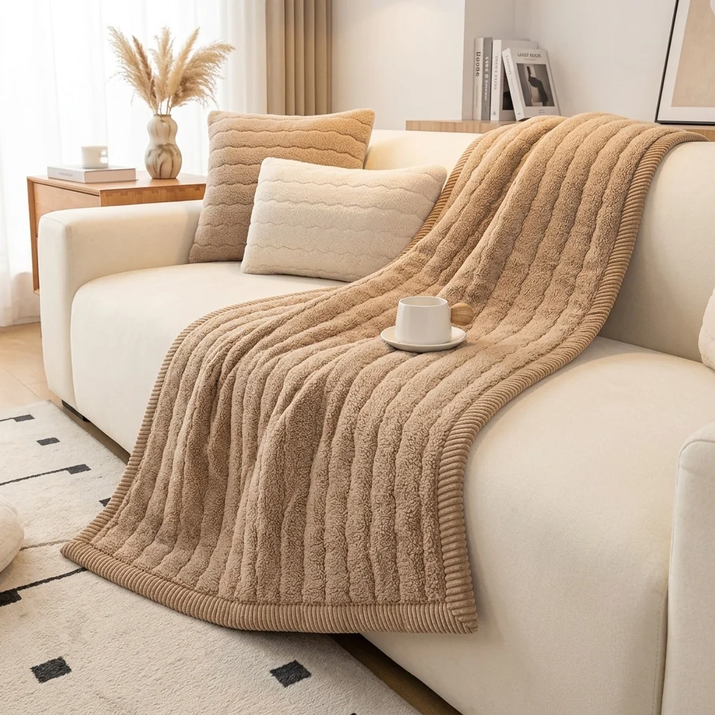 Easy-to-Use Berber Fleece Sofa Cover Thick Winter Warmth Non-Slip High-Quality