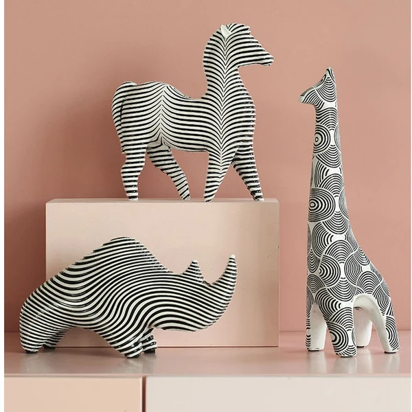 Expertly Made Nordic Black and White Animal Decorative Figurines Organic
