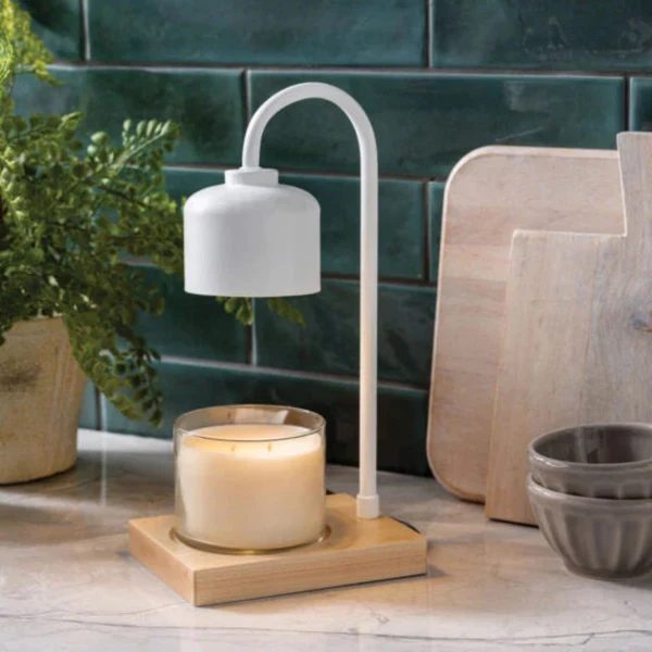 High-Quality White and Wood Arched Lamp Candle Warmer Optimized