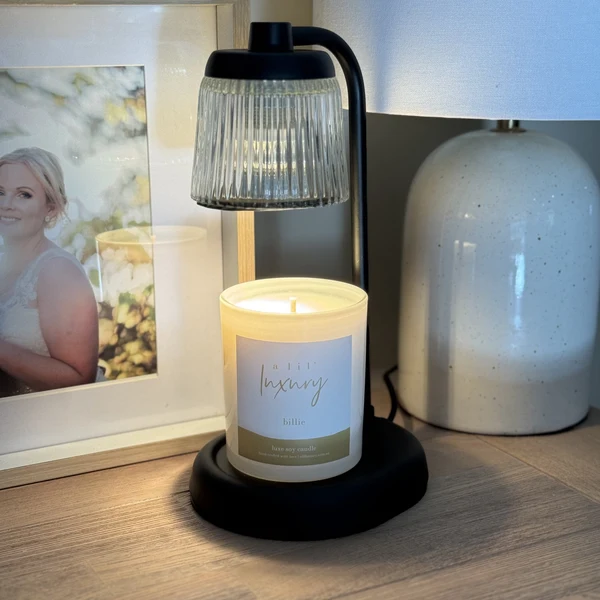 Breathable Fluted Glass Black Candle Warmer Lamp Original Design
