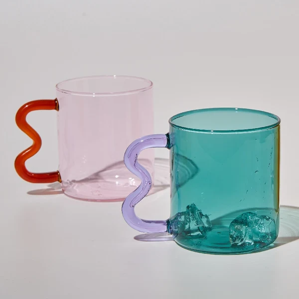 Breathable Wavy Handle Glass Mug Carefully Designed