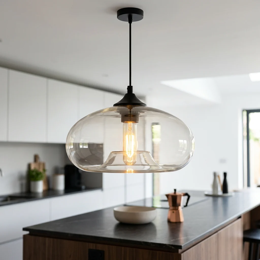 Fast Adjustable Glass Pendant Light for a Kitchen Island Excellent