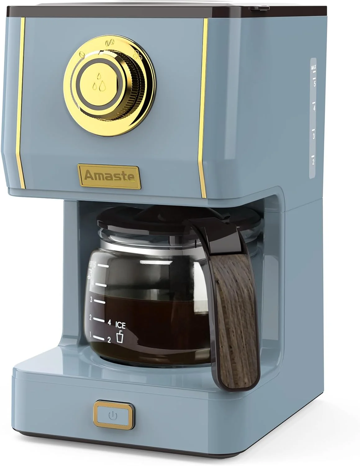 Authentic Amaste Coffee Maker 5 Cup Coffee Pot with Three Brewing Modes Retro Coffee Maker with Glass Carafe Reusable Coffee Filter Long-Lasting