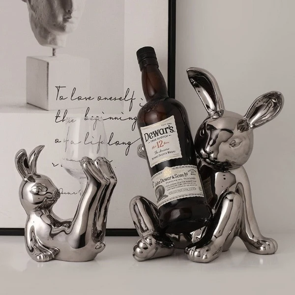 Unique Silver Rabbit Decorative Figurines Specialty