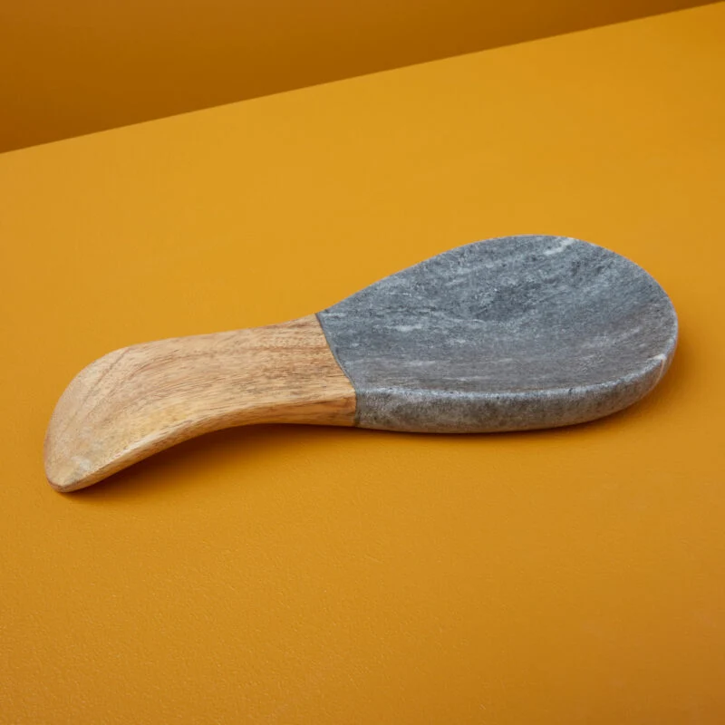 Fine Crafted Gray Marble Wood Spoon Rest Optimized