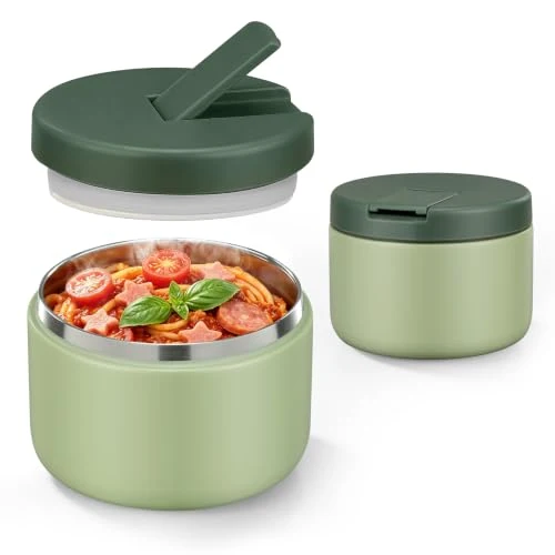 Superior 12oz Insulated Vacuum Food Jar with Buckle Lid Wide Mouth Soup Thermo for Hot Food Kids Leakproof Stainless Steel Lunch Container Soft