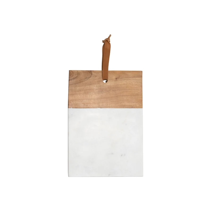 Breathable White Small Square Marble and Wood Cutting Board Responsible