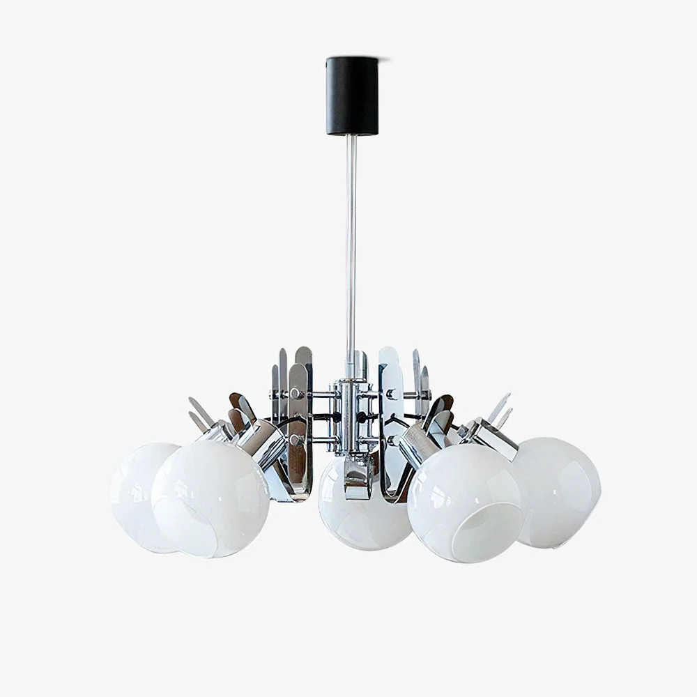 Soft Vintage Geometrical Chrome Chandelier Enhanced