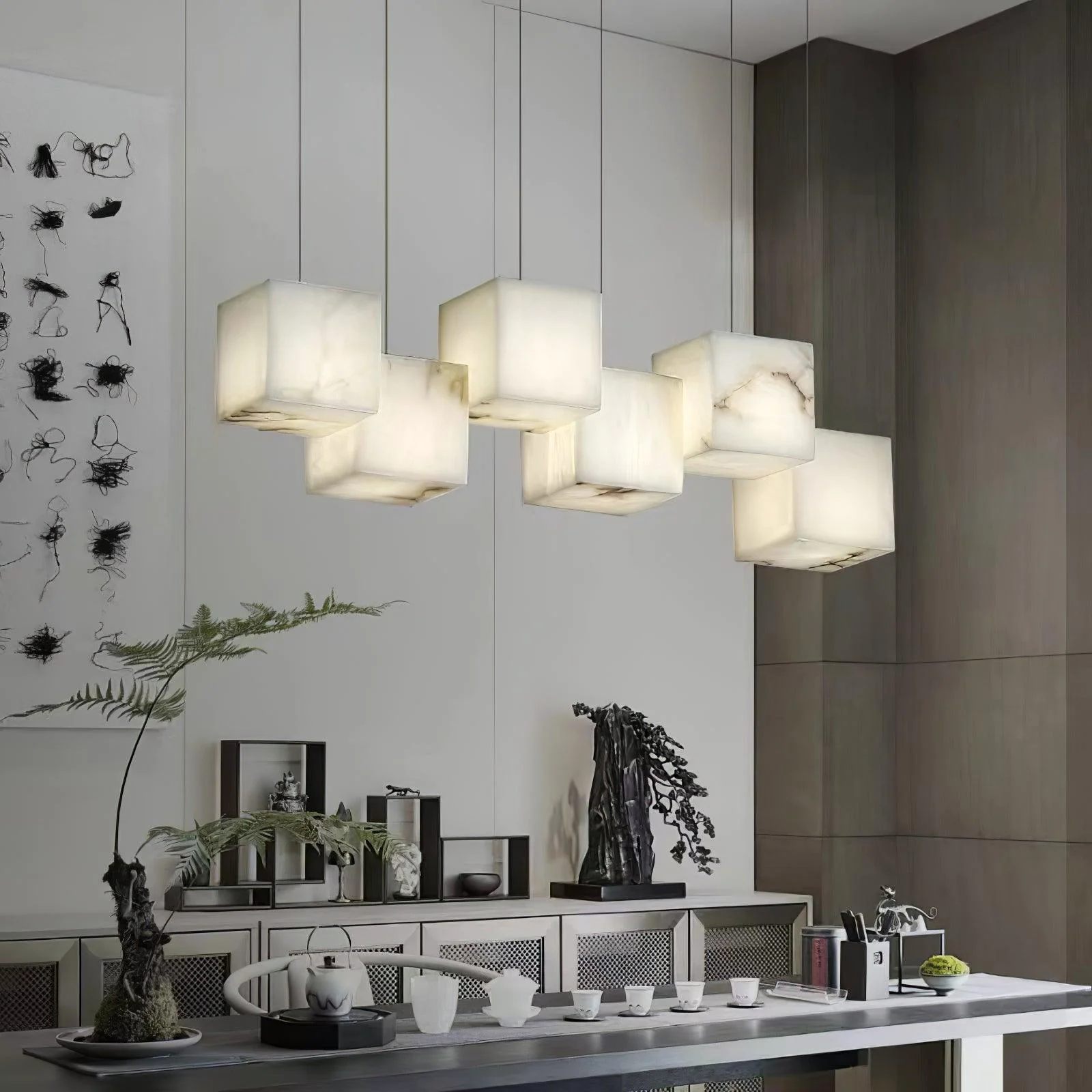 Verified Alabaster Box Chandelier First-Class