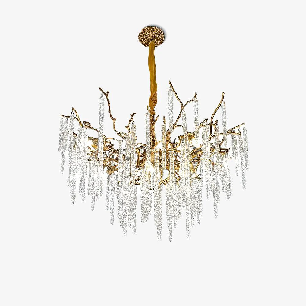 Fine Crafted Crystal Icicles Branch Brass Chandelier Superior