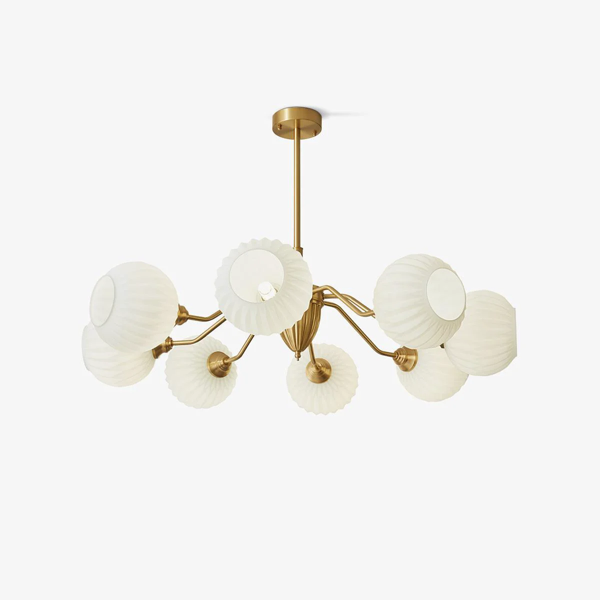 Durable Ribbed Glass Ball Chandelier Solid
