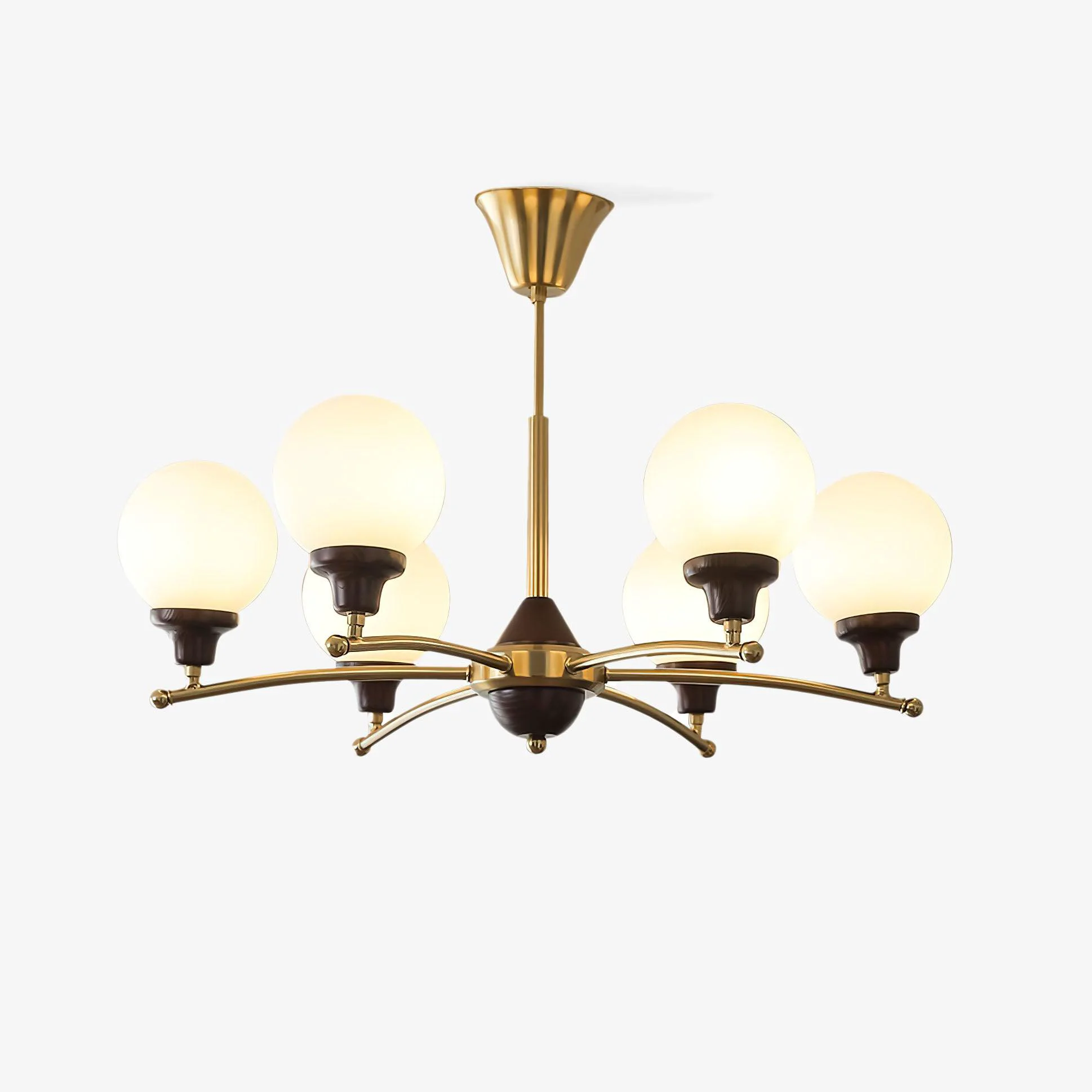 Classic Walnut Glass Ball Chandelier Recyclable