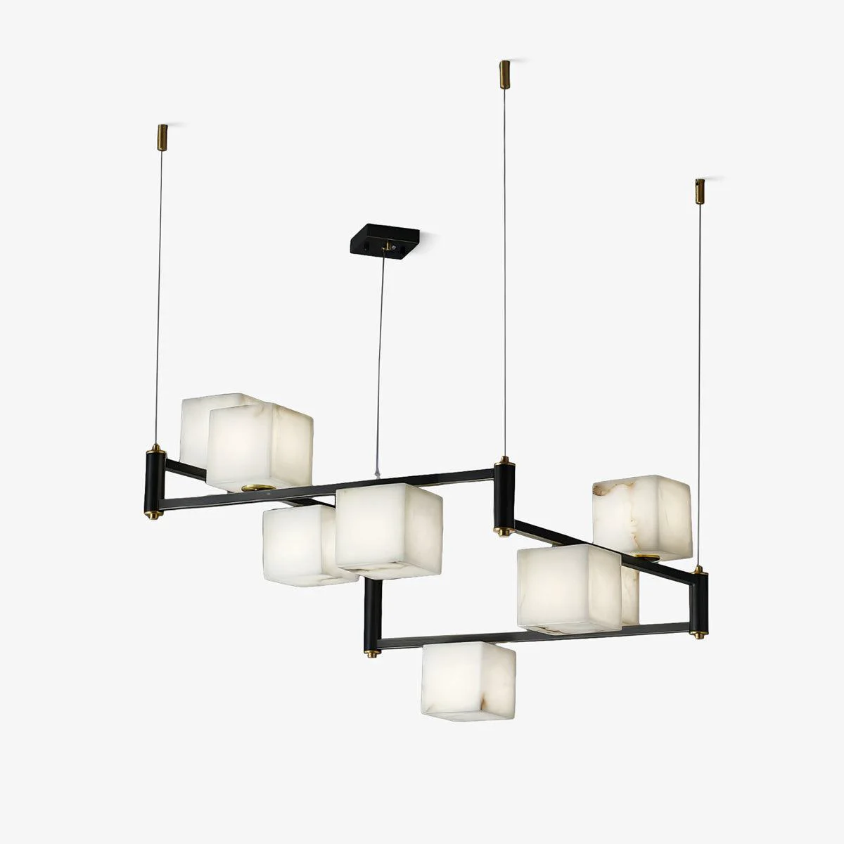 Excellent Alabaster Square Box Chandelier Elegant