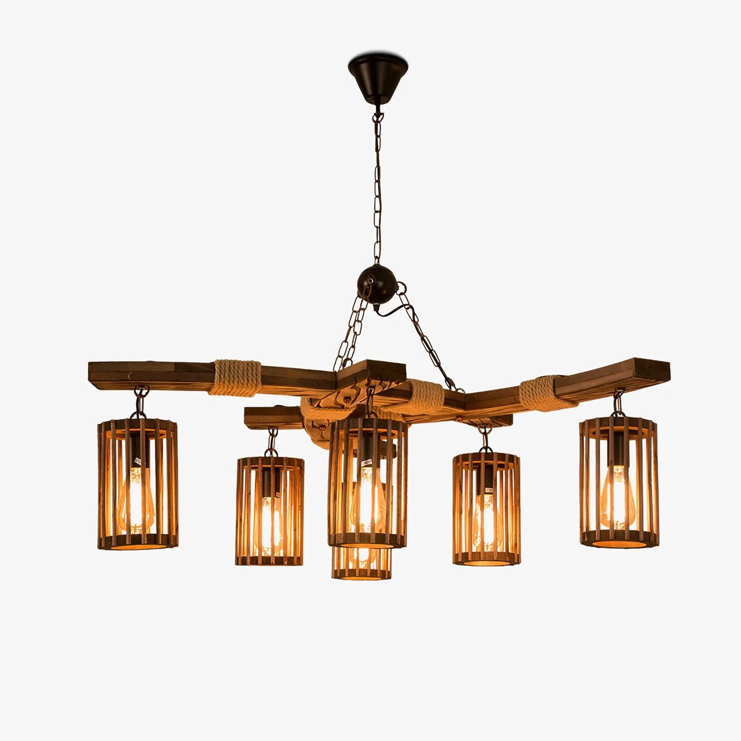 Powerful Retro Solid Wood Chandelier Optimized