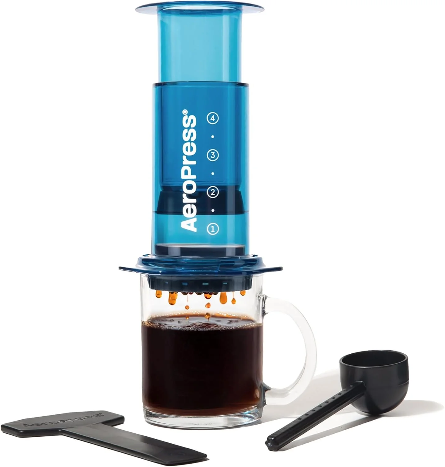 Fashionable AeroPress Clear Blue Coffee Press – 3 In 1 Brew Method Combines French Press Pourover Espresso Full Bodied Coffee Without Grit or Bitterness Small Portable Coffee Maker for Camping Travel-Blue Crafted