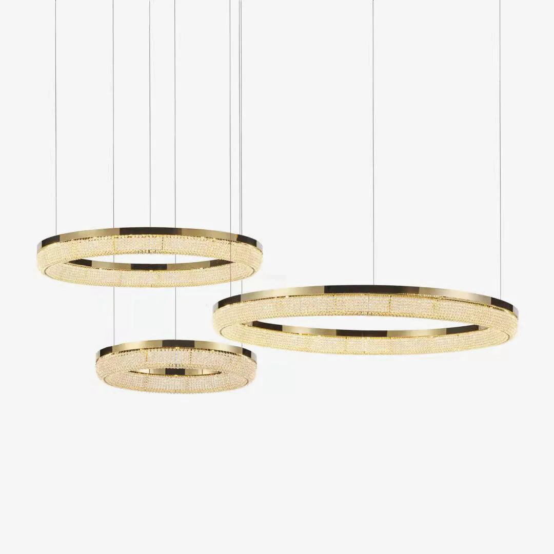 Casual Round Ring Crystal Chandeliers Breathable