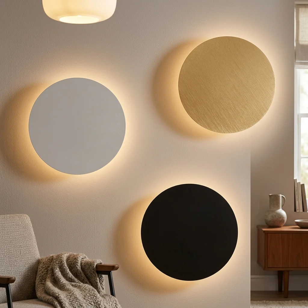 Exceptional Modern Round LED Wall Lamp Brushed Aluminium Even Glow Flexible