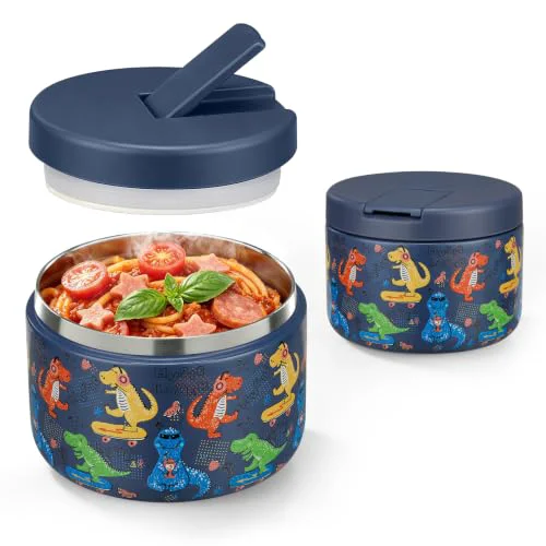 Casual 12oz Insulated Vacuum Food Jar with Buckle Lid Wide Mouth Soup Thermo for Hot Food Kids Leakproof Stainless Steel Lunch Container Practical