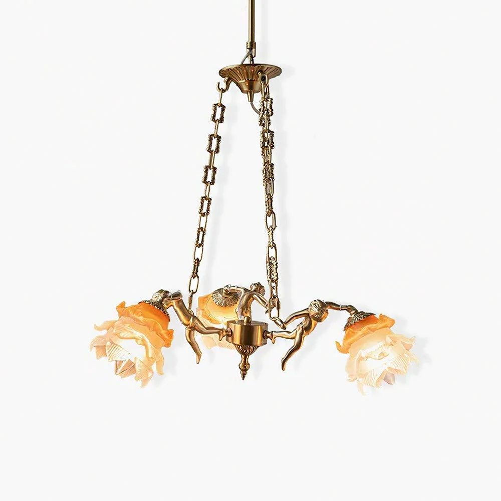 Superior Putti Statuettes Brass Suspension Fine