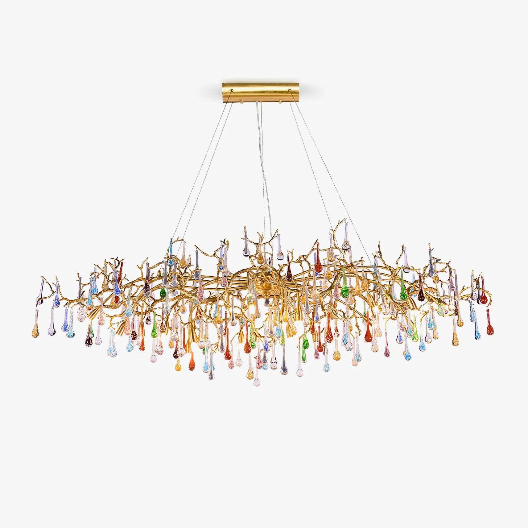 Trendy Colorful Raindrop Brass Branch Chandelier High-Quality