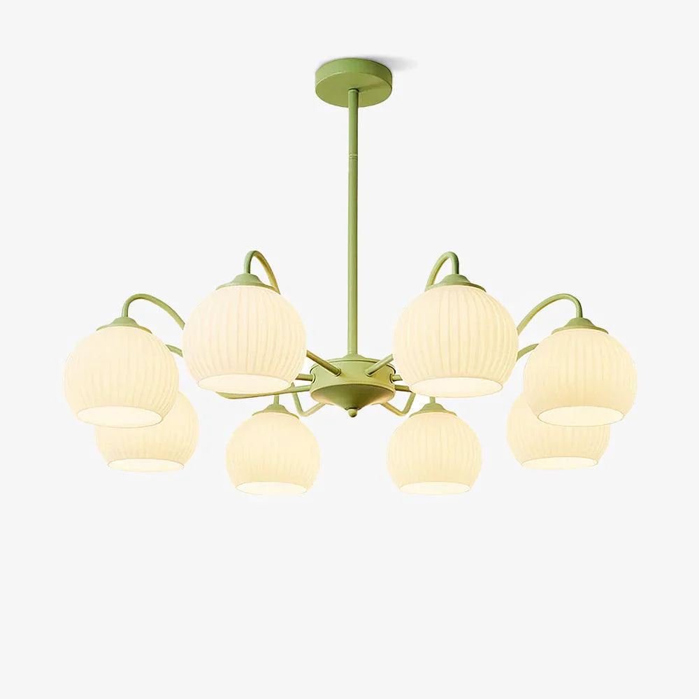 Official Ribbed Glass Matcha Chandelier Durable