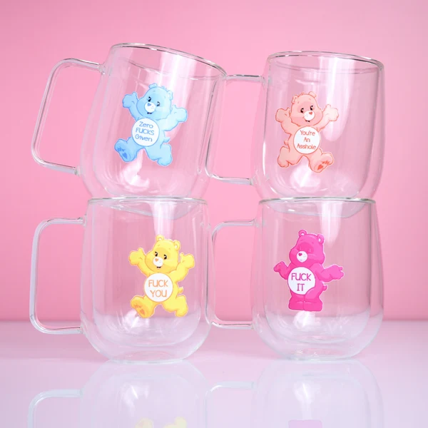 Eco-Friendly Swear Bears Double Wall Glass Mug Recyclable
