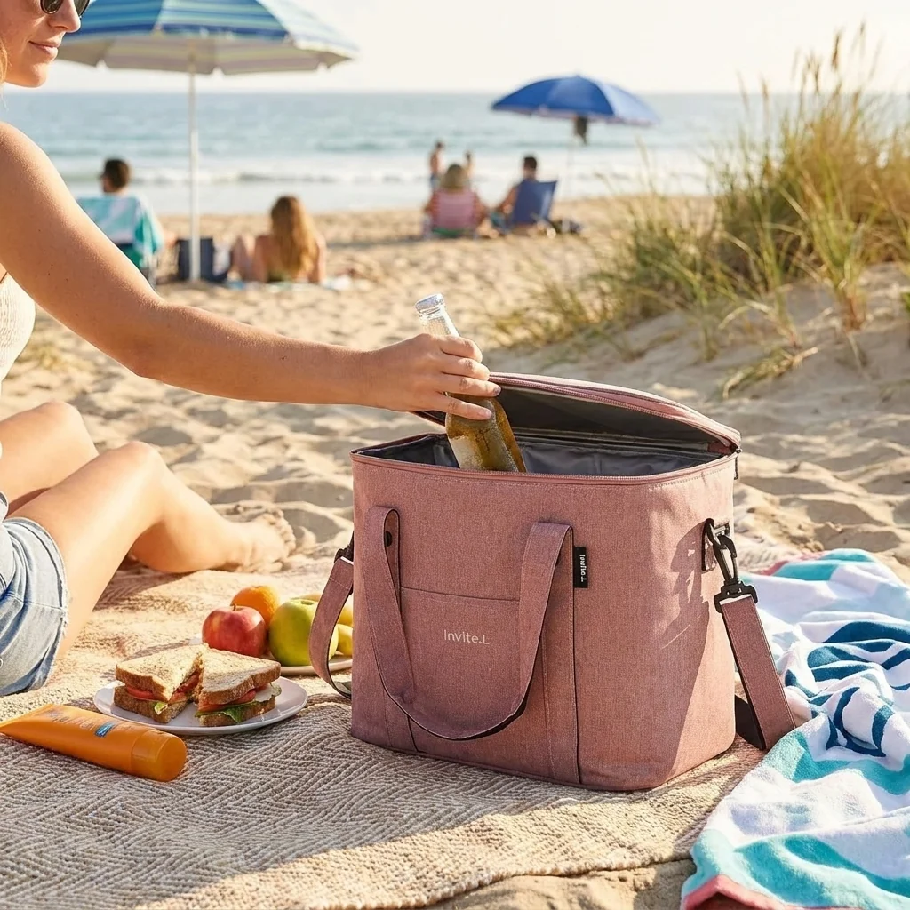 Minimalist Insulated Lunch Bag Large Cooler with Shoulder Strap Eco-Friendly