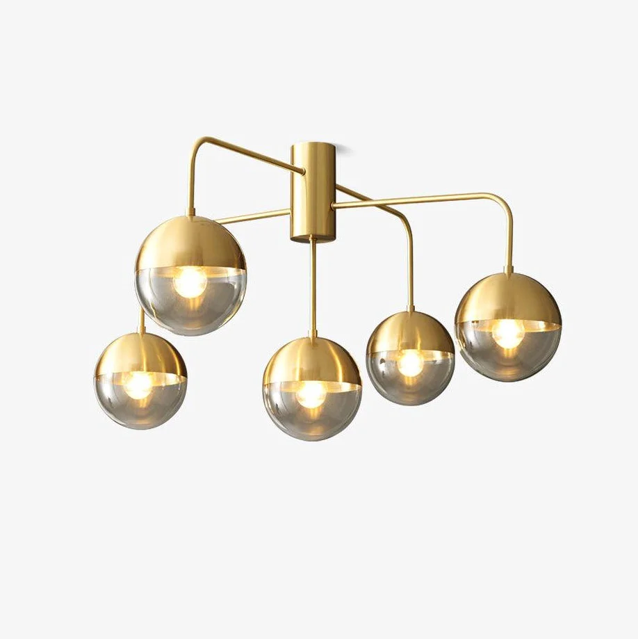 Responsible Brass Globulars Ceiling Lamp Easy-to-Use