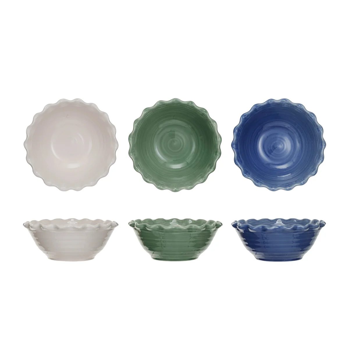 Artisan Stoneware Bowl w Scalloped Edge Soft